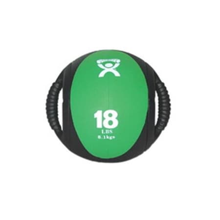 Fabrication Enterprises Fabrication Enterprises 10-3182 9 in. Cando Dual-Handle Medicine Ball; Green - 18 lbs 468516